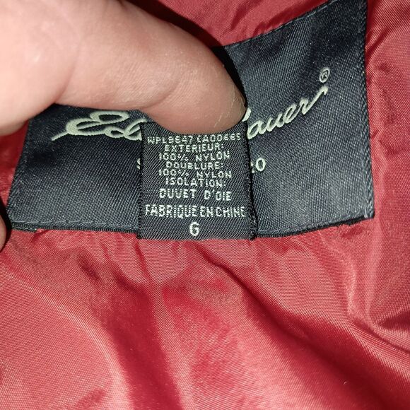 Eddie Bauer Goose Down Large Puffer Jacket Red Quilted Ripstop USA MCM Clean - Picture 13 of 16
